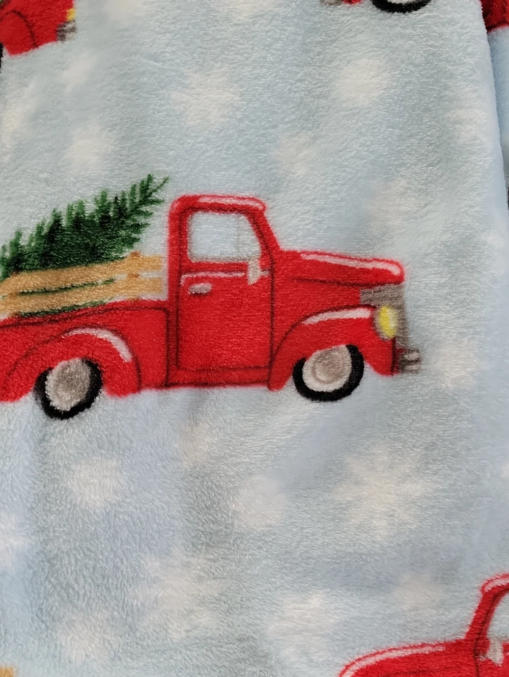 2/$30 Long Winter's Nap Plush Throw Blanket - Light Blue & Red Truck 50x 60